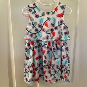 Genuine Kids from Oshkosh Red Green Embroidered Peppermint Swirl Dress Size 4T